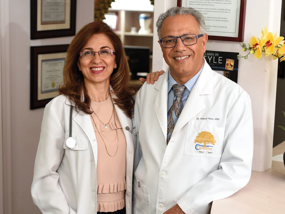 Dr. Hamid Nasr, D.D.S. and Dr. Sholeh Rahimi, M.D., Ph.D. at the Folsom office